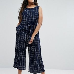 Lovedrobe Check Culotte Jumpsuit - Navy, Sz 18